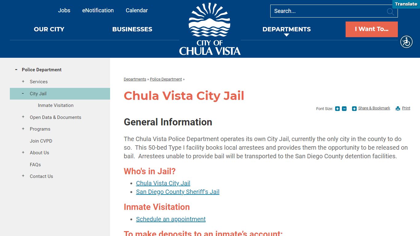 Chula Vista City Jail | City of Chula Vista