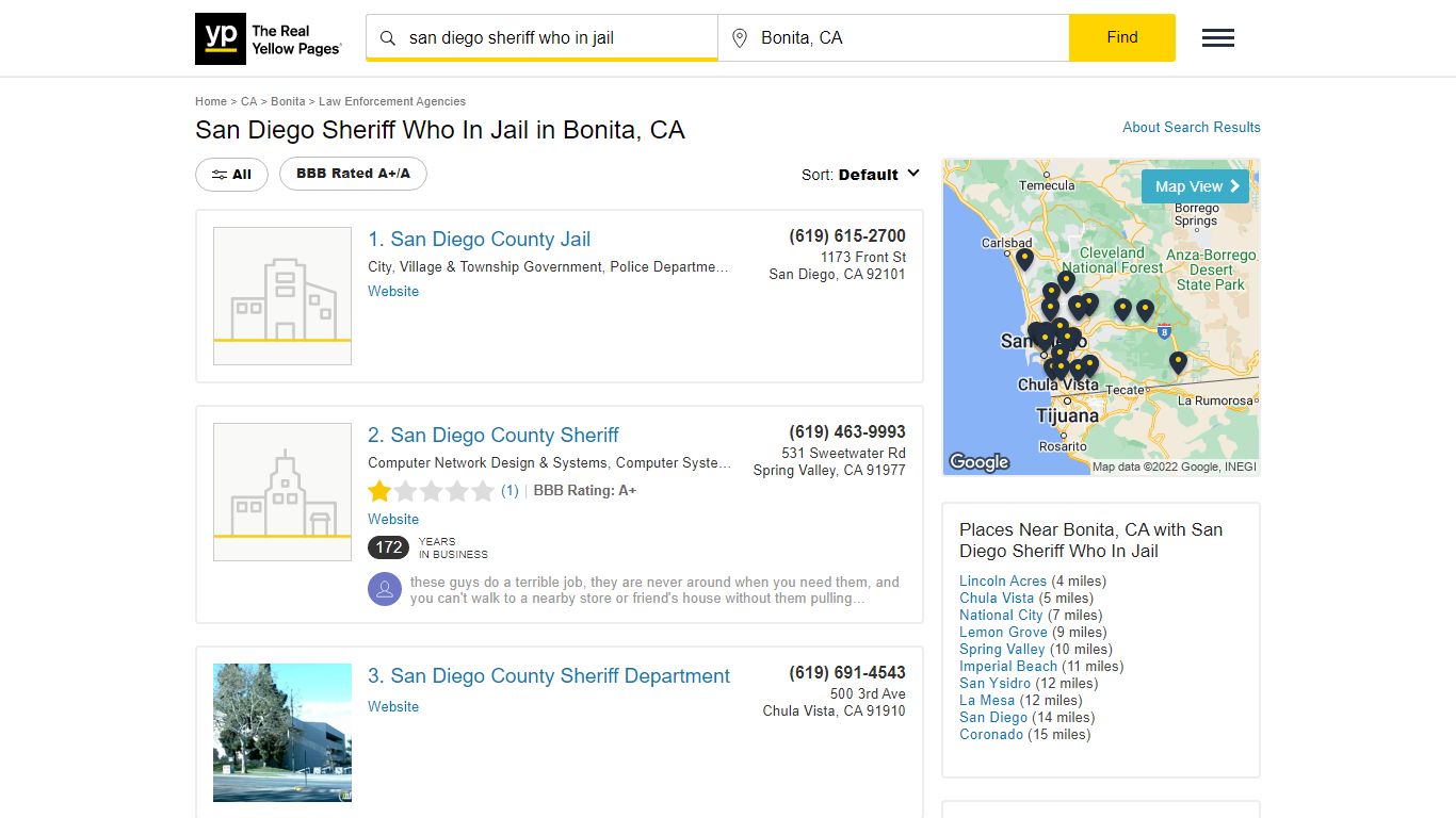 San Diego Sheriff Who In Jail in Bonita, CA - yellowpages.com